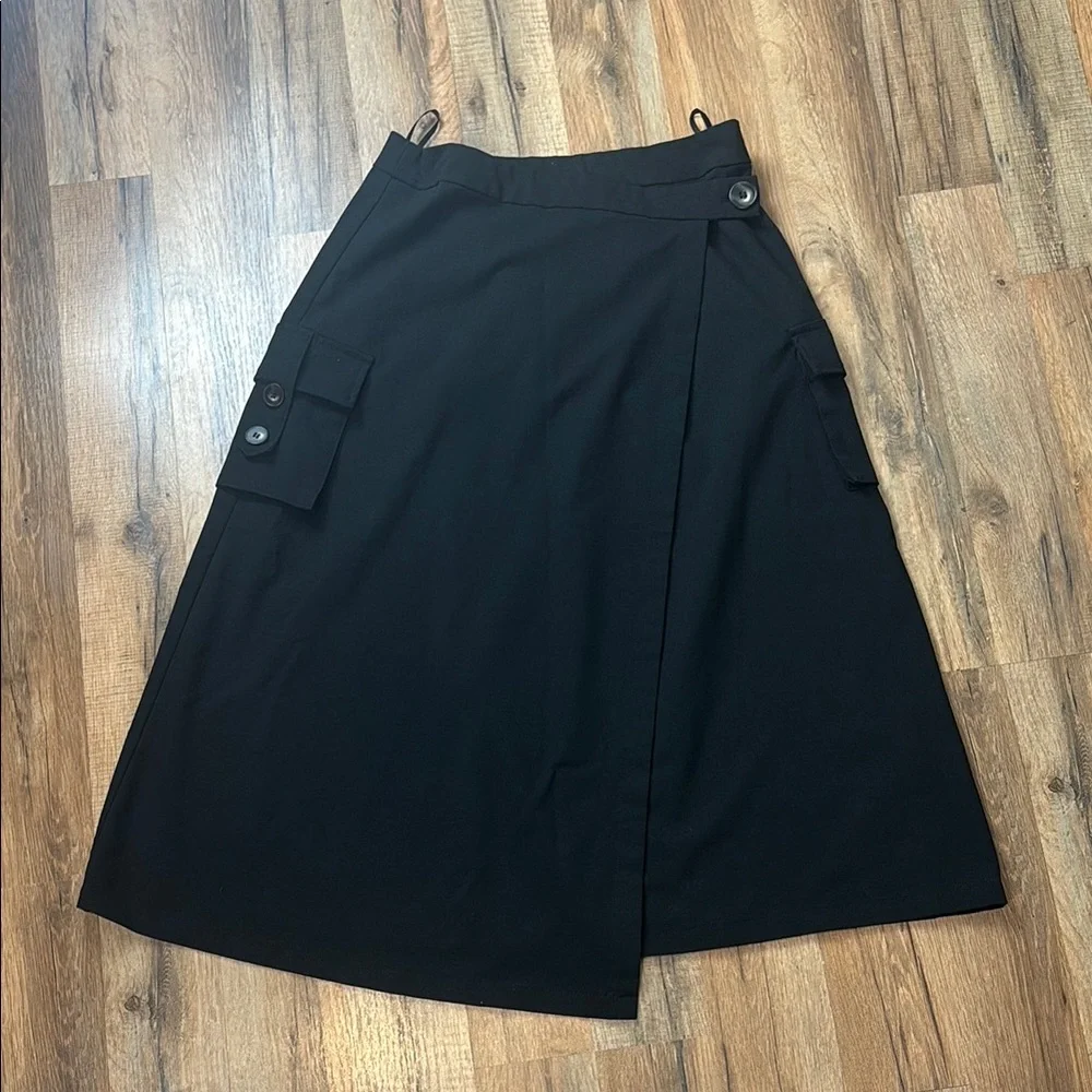 Motf Womens Size Small Black A-Line Skirt – Pockets, Minimalist, Versatile